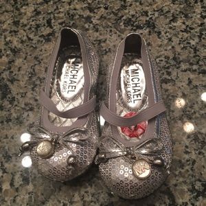 Sparkly silver ballet flats